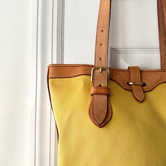 Dooney & Bourke Cabriolet Yellow Canvas Leather Trim Bucket Buckle Shoulder Bag - Picture 15 of 15